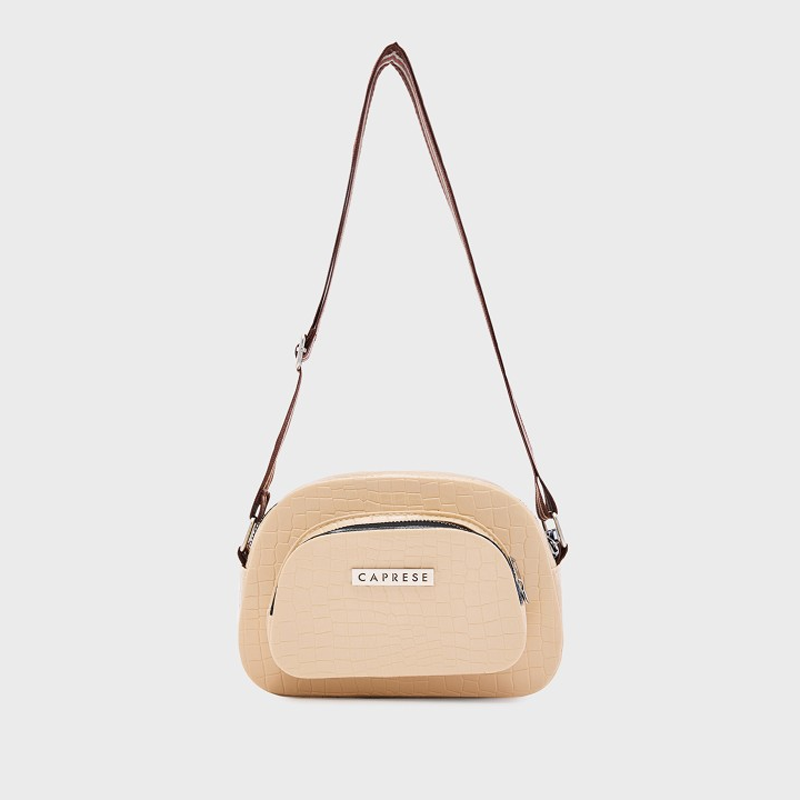 Croc Textured Sling Bag With Pouch