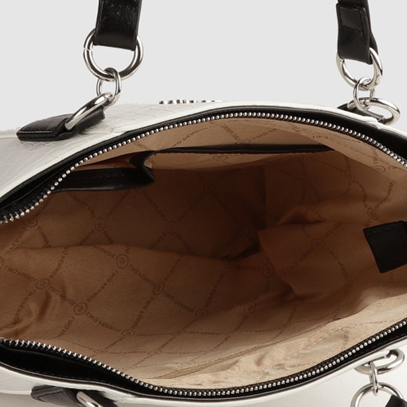 White Textured PU Structured Handheld Bag
